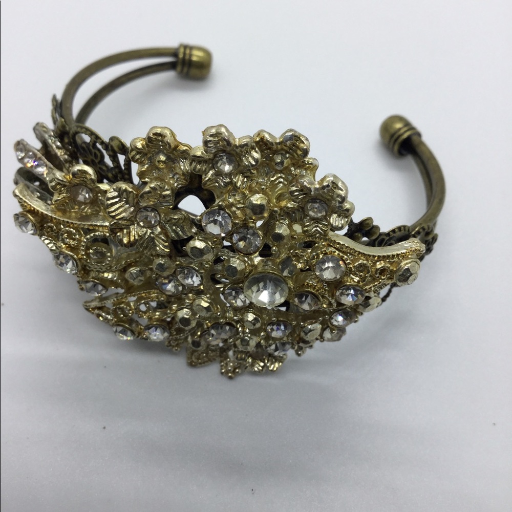 Vintage Earring/Brooch Filigree Cuff Bracelet